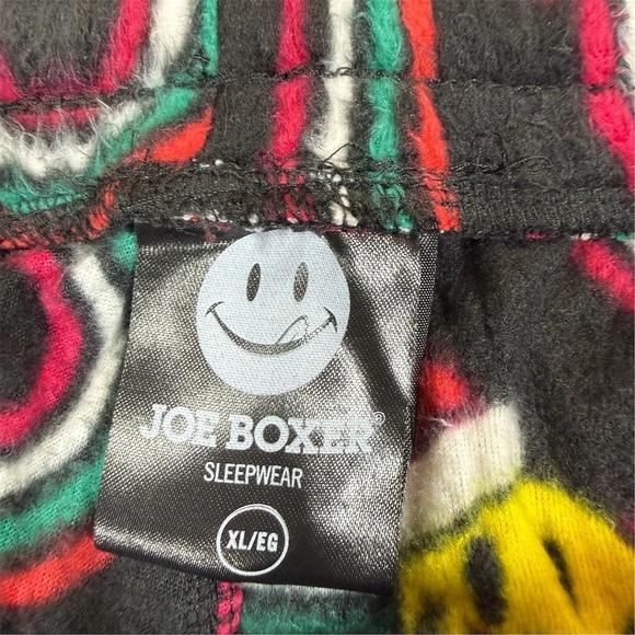 Joe Boxer Pajama Pants Mens XL Black Smiley Santa Christmas Drawstring - Picture 3 of 9